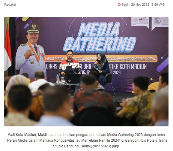 Media Gathering 2023, Walikota Madiun Ajak Pers Jaga Kondusifitas Jelang Pemilu