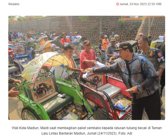 Walikota Madiun Berbagi Kebahagiaan Bersama Ratusan Tukang Becak