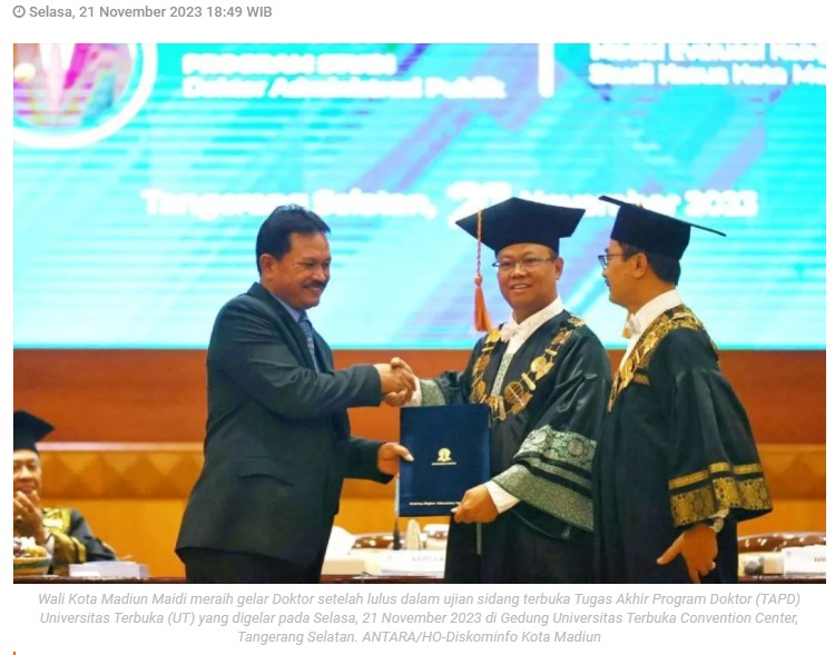Wali Kota Madiun Maidi raih gelar Doktor Administrasi Publik