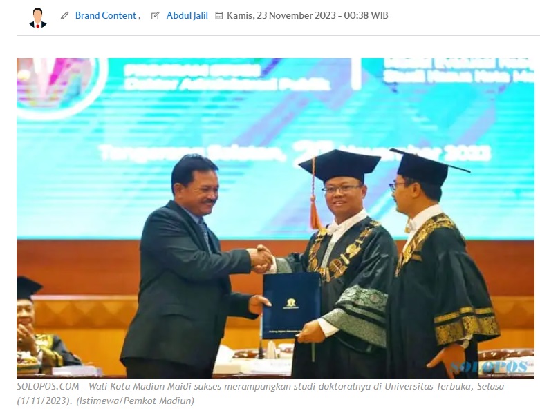 Selamat! Maidi Jadi Doktor Administrasi Publik Pertama di Universitas Terbuka