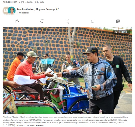 Wali Kota Madiun Jadi Orang Pertama Raih Gelar Doktor di UT, Ratusan Tukang Becak Dapat Berkah
