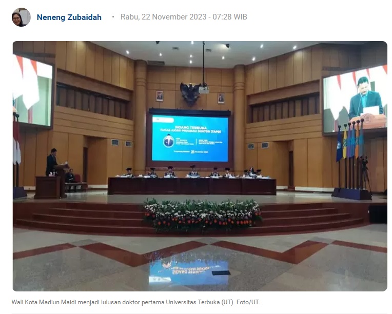 Wali Kota Madiun Jadi Lulusan Doktor Pertama Universitas Terbuka