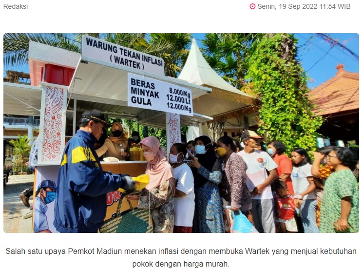Antisipasi Inflasi, Walikota Madiun Buka 'Wartek' Jual Sembako Murah