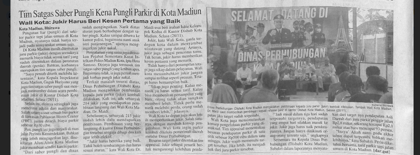 Tim Satgas Saber Pungli Kena Pungli Parkir di Kota Madiun, Wali Kota : Jukir Harus Beri Kesan Pertama yang Baik