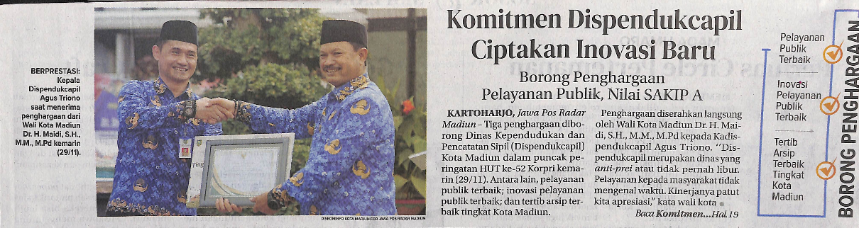 Komitmen Dispendukcapil Ciptakan Inovasi Baru, Borong Penghargaan Pelayanan Publik, Nilai SAKIP A