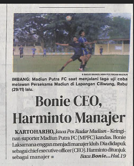 Bonie CEO, Harminto Manajer