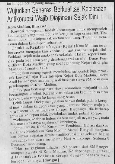 Wujudkan Generasi Berkualitas, Kebiasaan Antikorupsi Wajib Diajarkan Sejak Dini