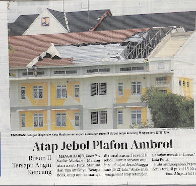 Atap Jebol Plafon Ambrol, Rusun II Tersapu Angin Kencang