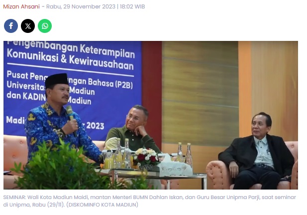 Jadi Pembicara Seminar di Unipma, Wali Kota Madiun Ajak Mahasiswa Terus Perkaya Pengetahuan
