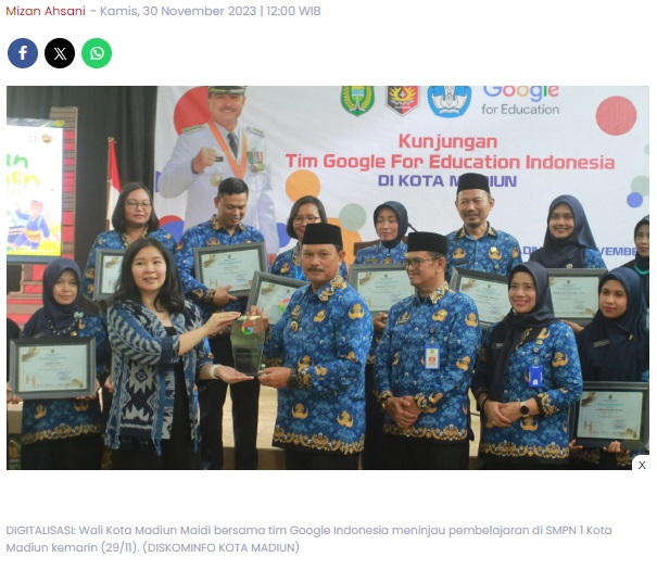 Google Apresiasi Penerapan Program Laptop Gratis di Kota Madiun