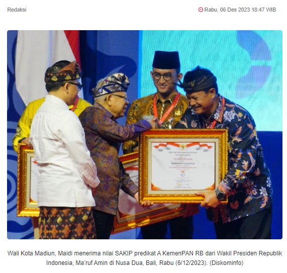 Alhamdulillah, Kota Madiun Raih SAKIP Predikat A