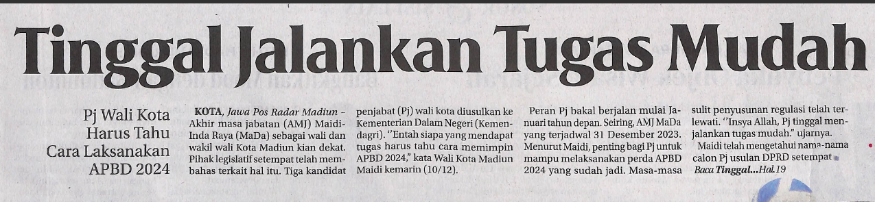 Tinggal Jalankan Tugas Mudah, Pj Wali Kota Harus Tahu Cara Laksanakan APBD 2024