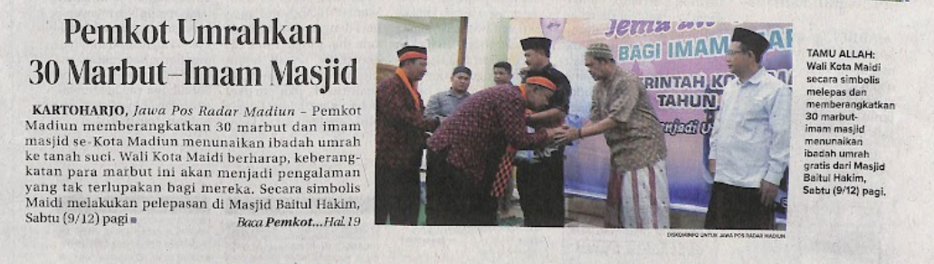 Pemkot Umrahkan 30 Marbut-Imam Masjid