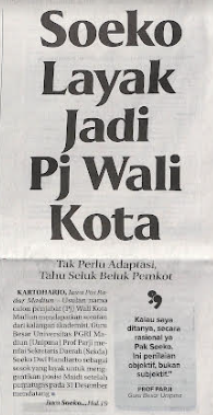 Soeko Layak Jadi Pj Wali Kota, Tak Perlu Adaptasi, Tahu Seluk Beluk Pemkot