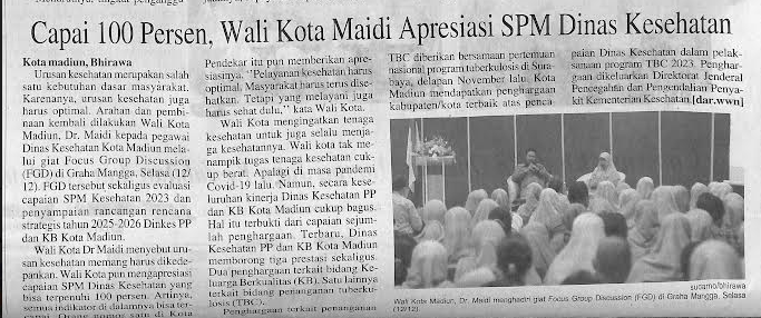 Capai 100 Persen, Wali Kota Maidi Apresiasi SPM Dinas Kesehatan