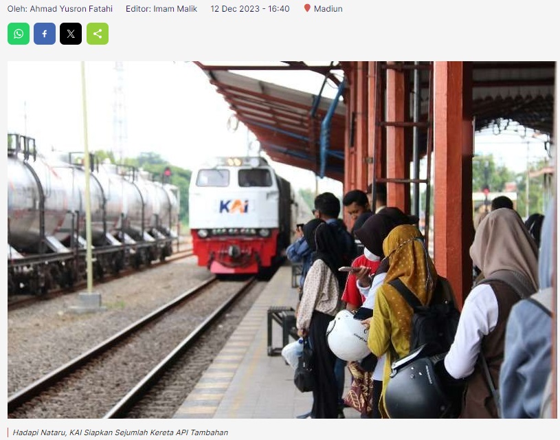 Hadapi Nataru, KAI Siapkan Sejumlah Kereta API Tambahan
