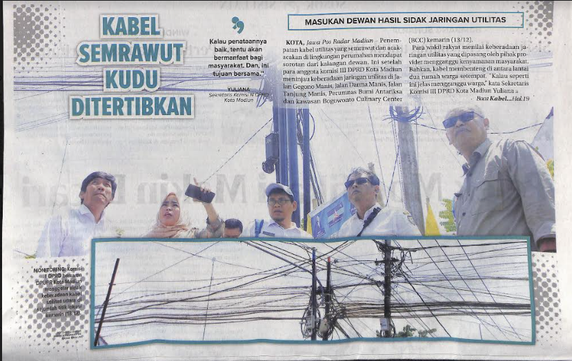 Kabel Semrawut Kudu Ditertibkan, Masukan Dewan Hasil Sidak Jaringan Utilitas