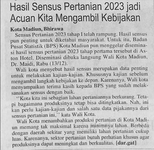 Hasil Sensus Pertanian 2023 jadi Acuan Kita Mengambil Kebijakan