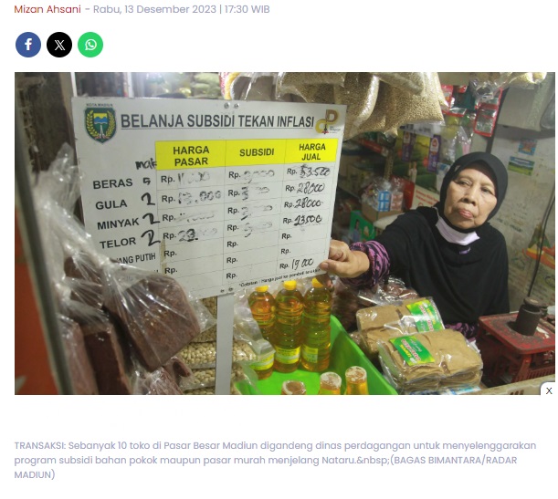 Gelar Pasar Murah Tiap Senin-Kamis, Ini Bahan Pokok yang Dapat Subsidi di Kota Madiun