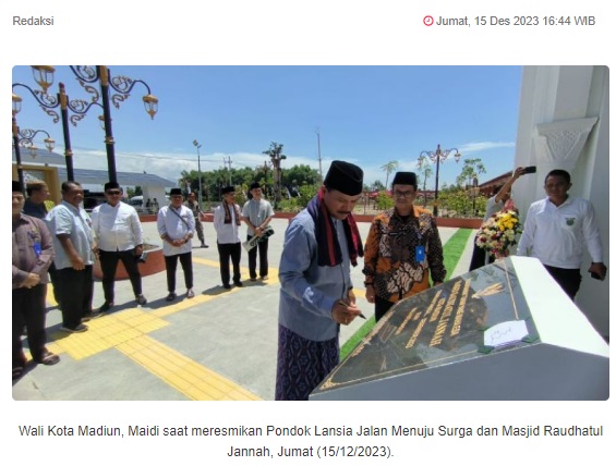 Masjid dan Pondok Lansia di Madiun Resmi Beroperasi