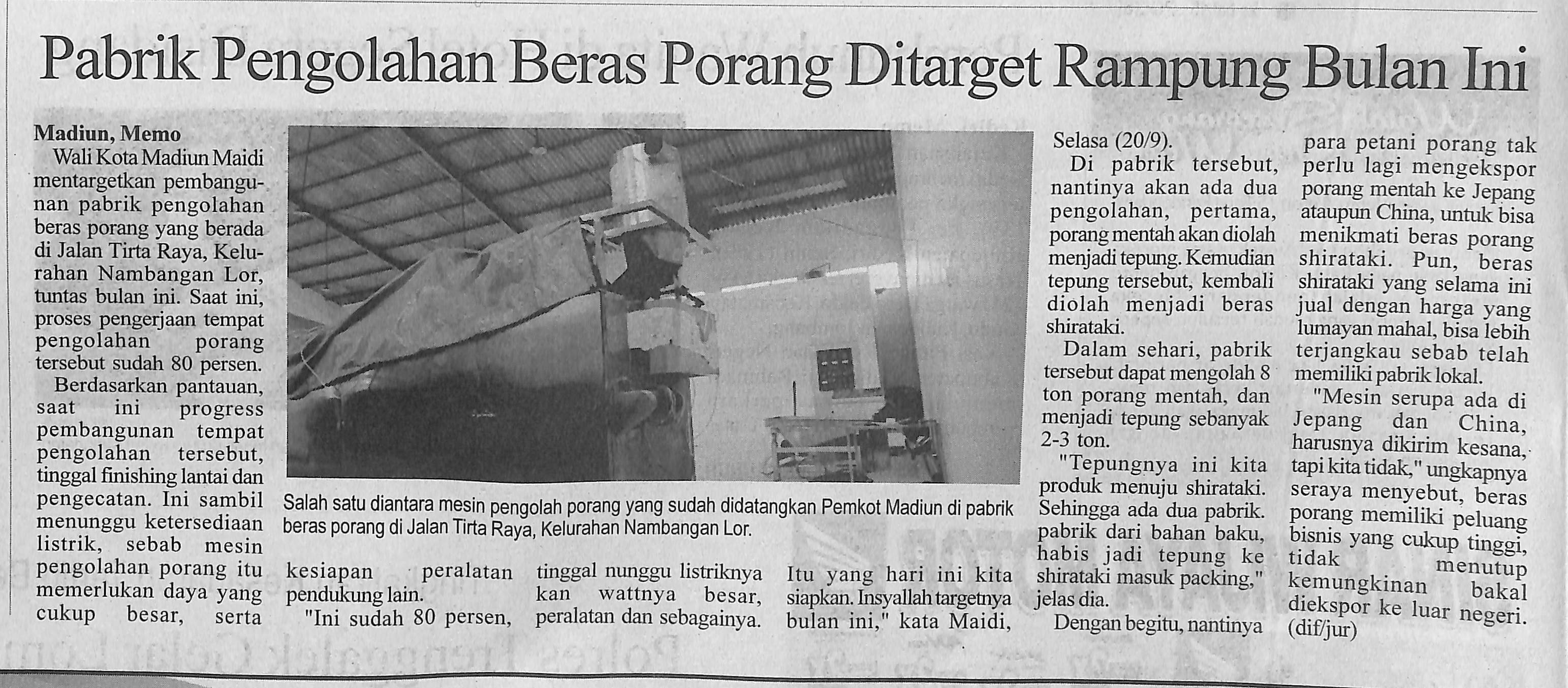 Pabrik Pengolahan Beras Porang Ditarget Rampung Bulan Ini