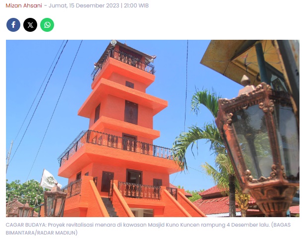 Akhirnya, Pembangunan Sendang–Menara Masjid Kuncen Kota Madiun Rampung