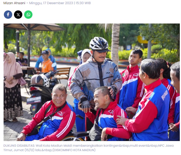 Kota Madiun Berangkatkan Sembilan Atlet Paralimpik, Maidi Janjikan Reward untuk yang Berprestasi
