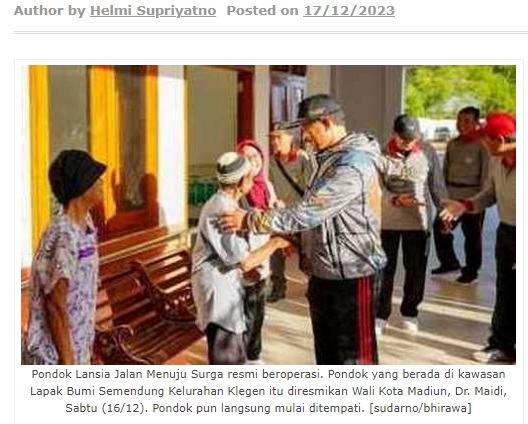 Mulai Dimanfaatkan, Pondok Lansia Diresmikan Wali Kota Madiun