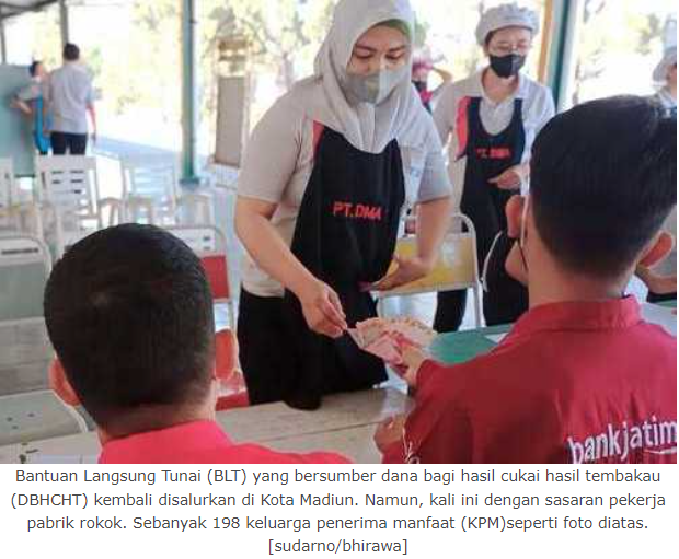 Pemkot Madiun Salurkan BLT DBHCHT Kategori Pekerja Pabrik Rokok