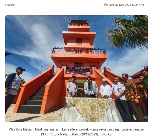 Proyek Wisata Religi di Kota Madiun Tuntas Dikerjakan