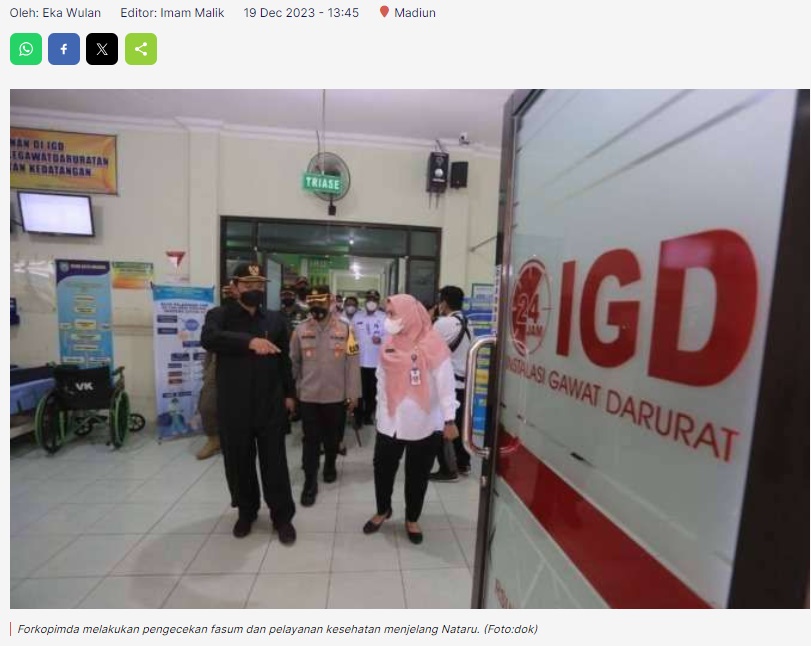 IGD RSUD Kota Madiun Dioptimalkan JelangNataru