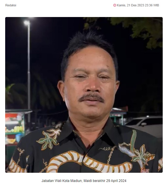 Pasca Putusan MK, Masa Jabatan Wali Kota Madiun Berakhir April 2024