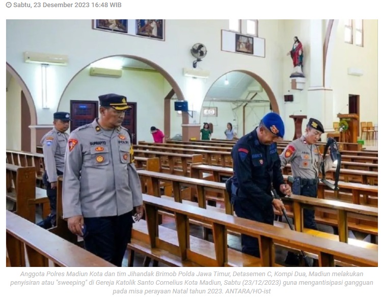 Polres Madiun Kota sterilisasi gereja cegah gangguan misa Natal