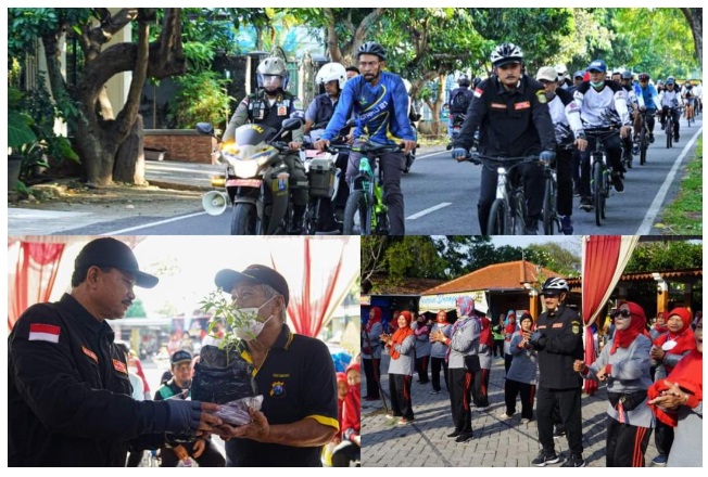 Dengan Naik Sepeda, Walikota Madiun Bagikan Bibit Tanaman