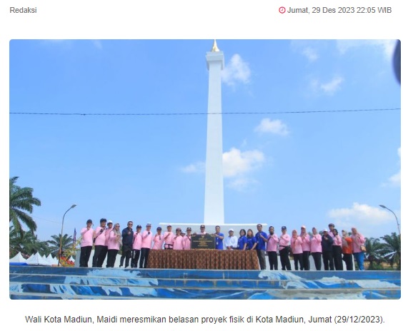 Wali Kota Madiun Resmikan Belasan Proyek Wisata