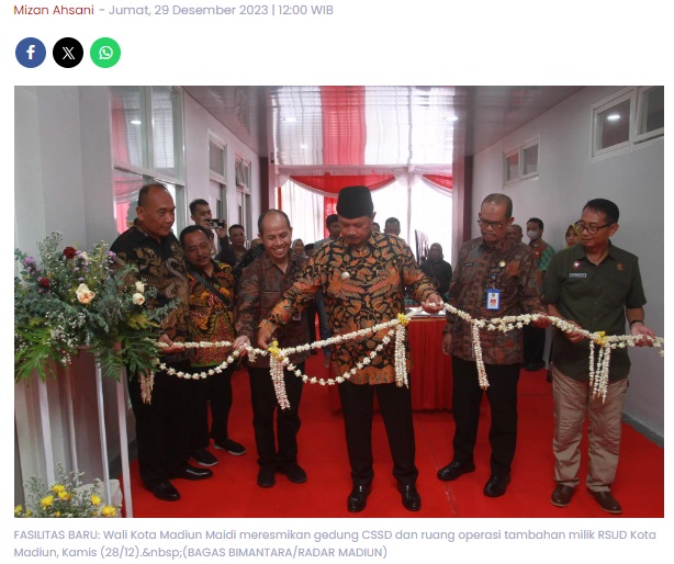RSUD Kota Madiun Operasikan Gedung CSSD–Ruang Operasi Tambahan, Kecanggihan Sarprasnya Bikin Melongo!