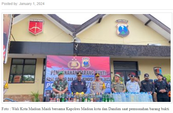 Wali Kota Madiun Maidi Hadiri Apel Kesiapan Pengamanan Tahun Baru 2024 Sekaligus Pemusnahan Barang Bukti