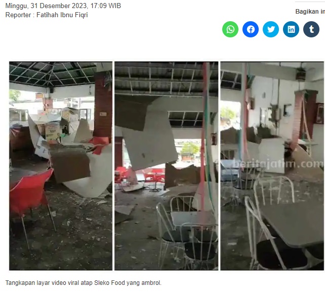 Atap Sleko Food Court Madiun Ambrol, Timpa Lapak Pedagang
