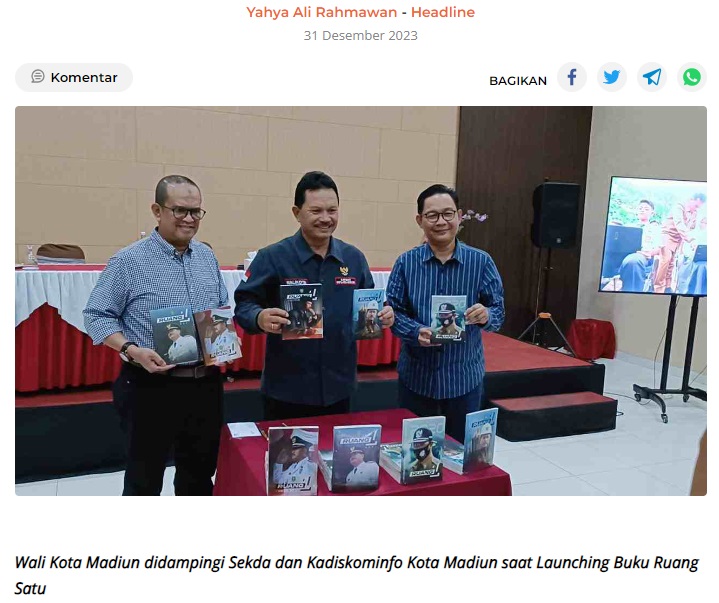 Jelang tahun baru 2024, Wali Kota Madiun Launching Buku Ruang Satu