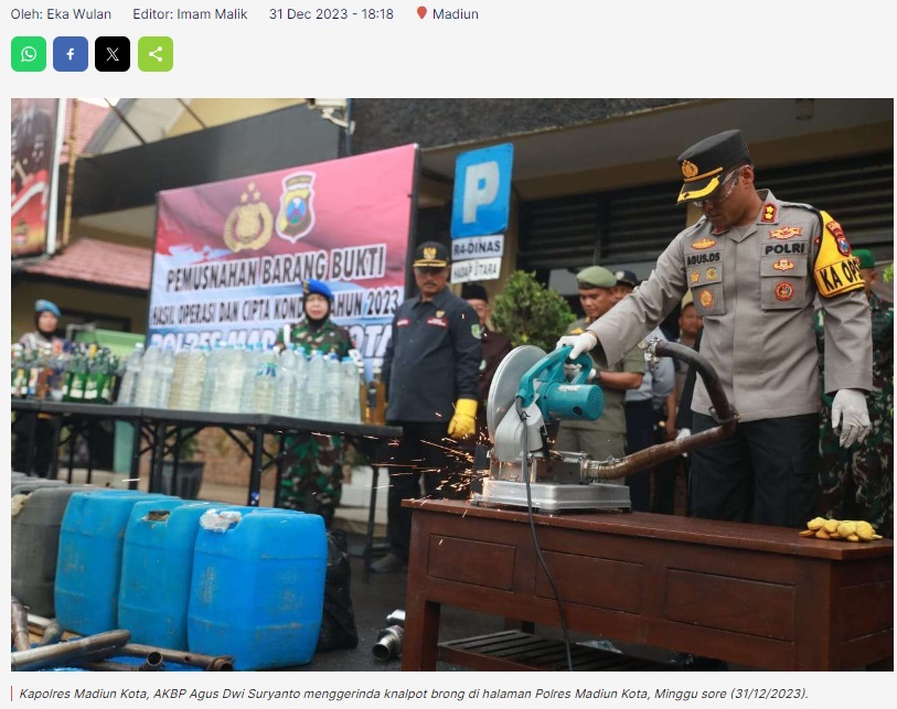 Akhir Tahun, Polres Madiun Kota Musnahkan Sejumlah BB