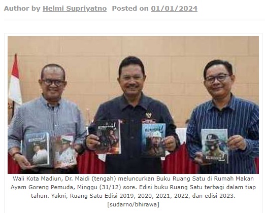 Launching Buku Ruang Satu, Wali Kota: Perkembangan Kota Madiun dari 2019 Ada di Buku Ini