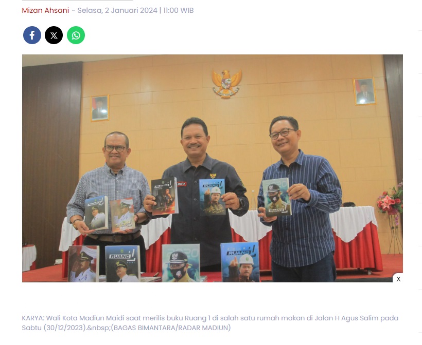 Luncurkan Lima Seri Buku 'Ruang 1', Kasih Tunjuk Before-After Madiun di Tangan Wali Kota Dr Maidi