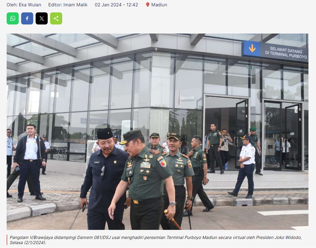 Terminal Purboyo Diresmikan, Danrem 081/DSJ: Semuanya Merasa Nyaman