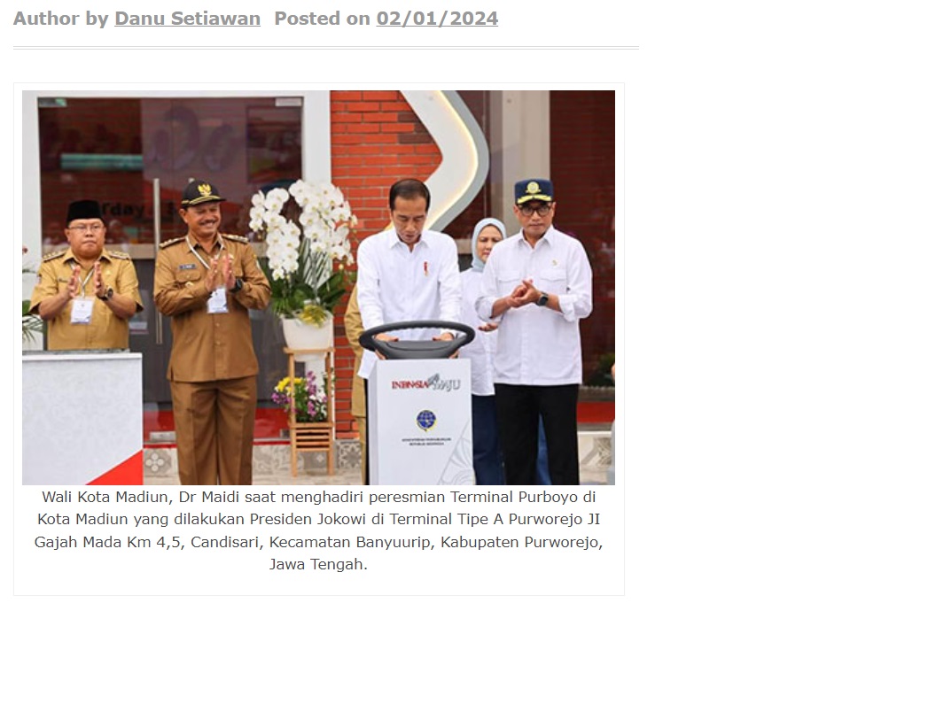 Presiden Jokowi Resmikan Terminal Purboyo Kota Madiun