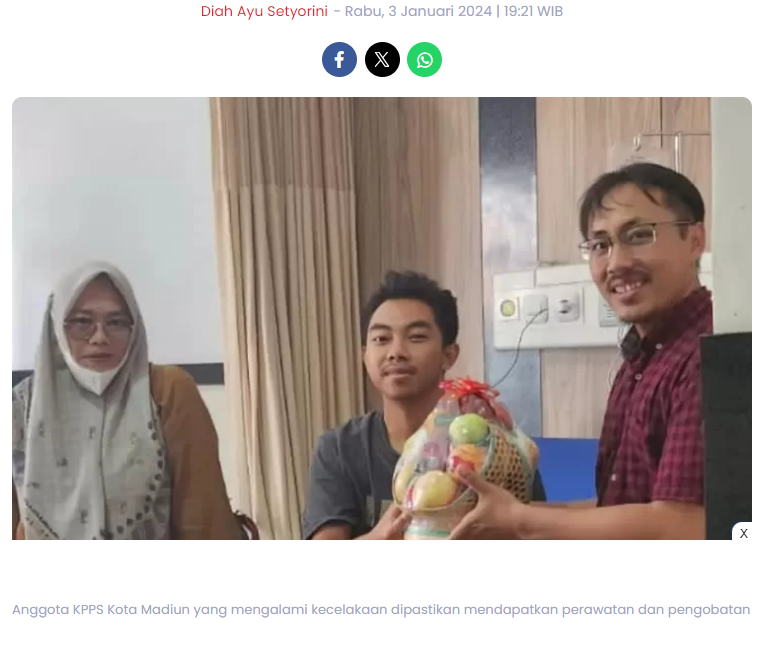 Anggota KPPS Kecelakaan, BPJS Ketenagakerjaan Jamin Biaya Pengobatan dan Perawatan