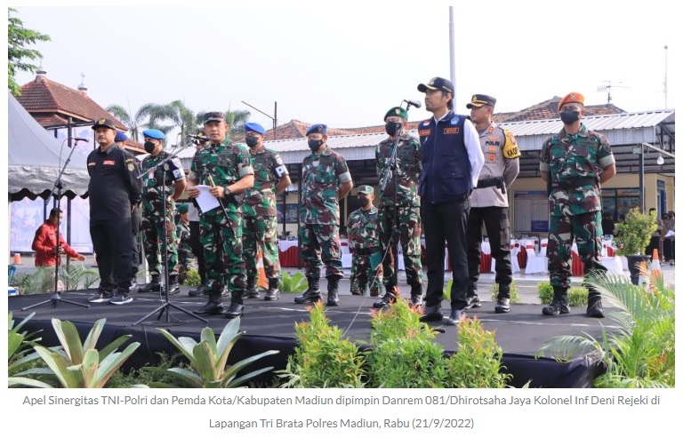 Pererat Silaturahmi dan Sinergitas TNI – Polri dan Pemda, Polres Madiun Gelar Apel Gabungan