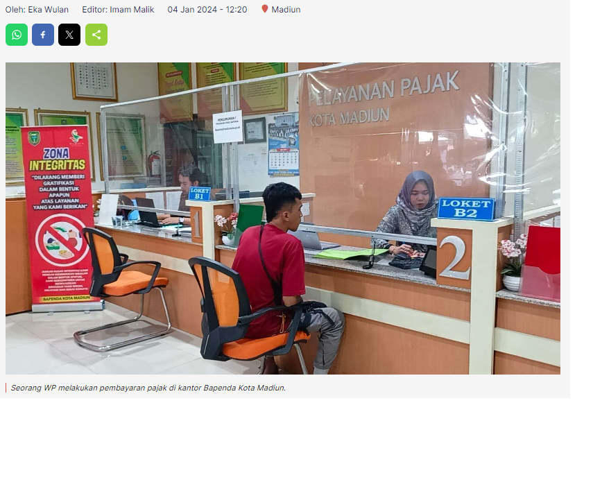 Realisasi PAD Sektor Pajak di Madiun Lampaui Target