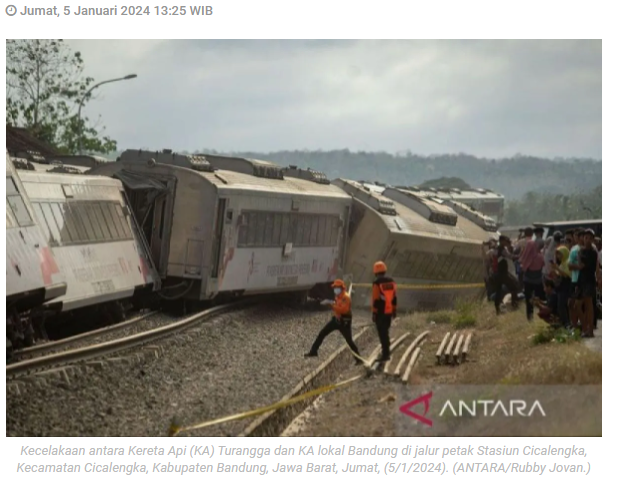 Imbas kecelakaan KA Turangga, Tiga KA perjalanan dari dan ke Daop 7 Madiun dialihkan