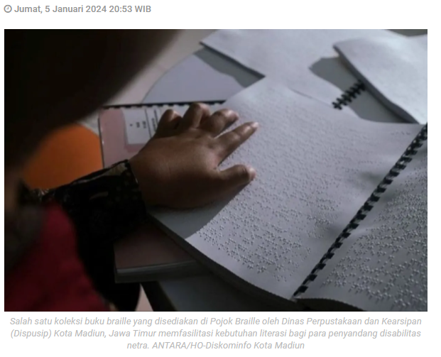 Dispusip Madiun sediakan Pojok Braille fasilitasi disabilitas netra
