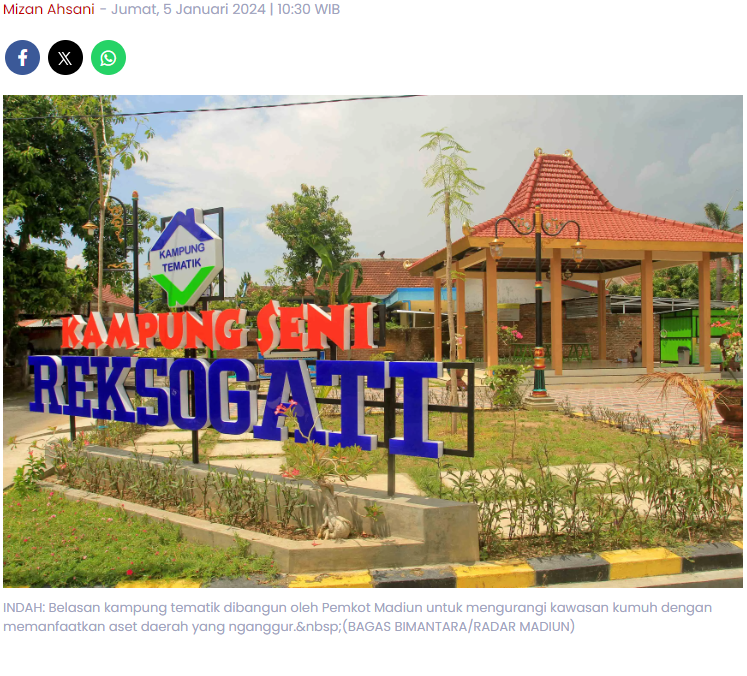 Kurangi Kawasan Kumuh di Kota Madiun, Pemkot Tambah Jumlah Kampung Tematik